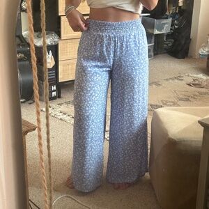wide leg floral pants linen